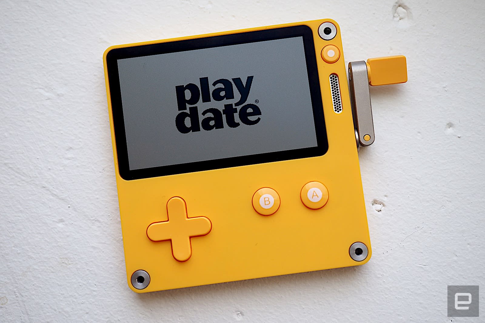 Panic's Playdate handheld console that plays retro games with a crank